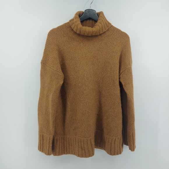 Everlane Wool Cotton Alpaca  Oversized Turtleneck Sweater Tan Size Small Oversiz - Picture 2 of 7